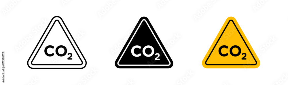 CO2 warning signs flat and linear vector illustration on white background. CO2 warning signs flat and linear vector illustration on white background.