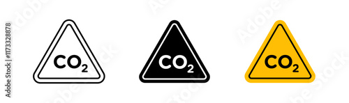CO2 warning signs flat and linear vector illustration on white background.