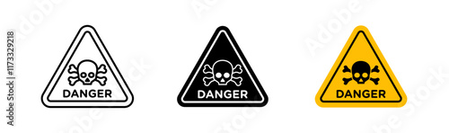 Danger signs flat and linear vector illustration on white background.
