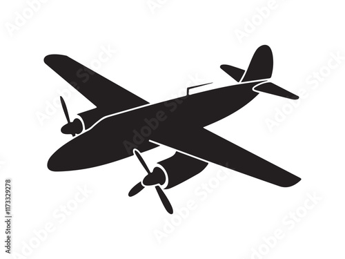 A black silhouette of an airplane icon