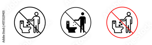 Do not litter in toilet signs flat and linear vector illustration on white background.