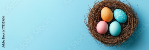 Colorful Easter Eggs in a Nest