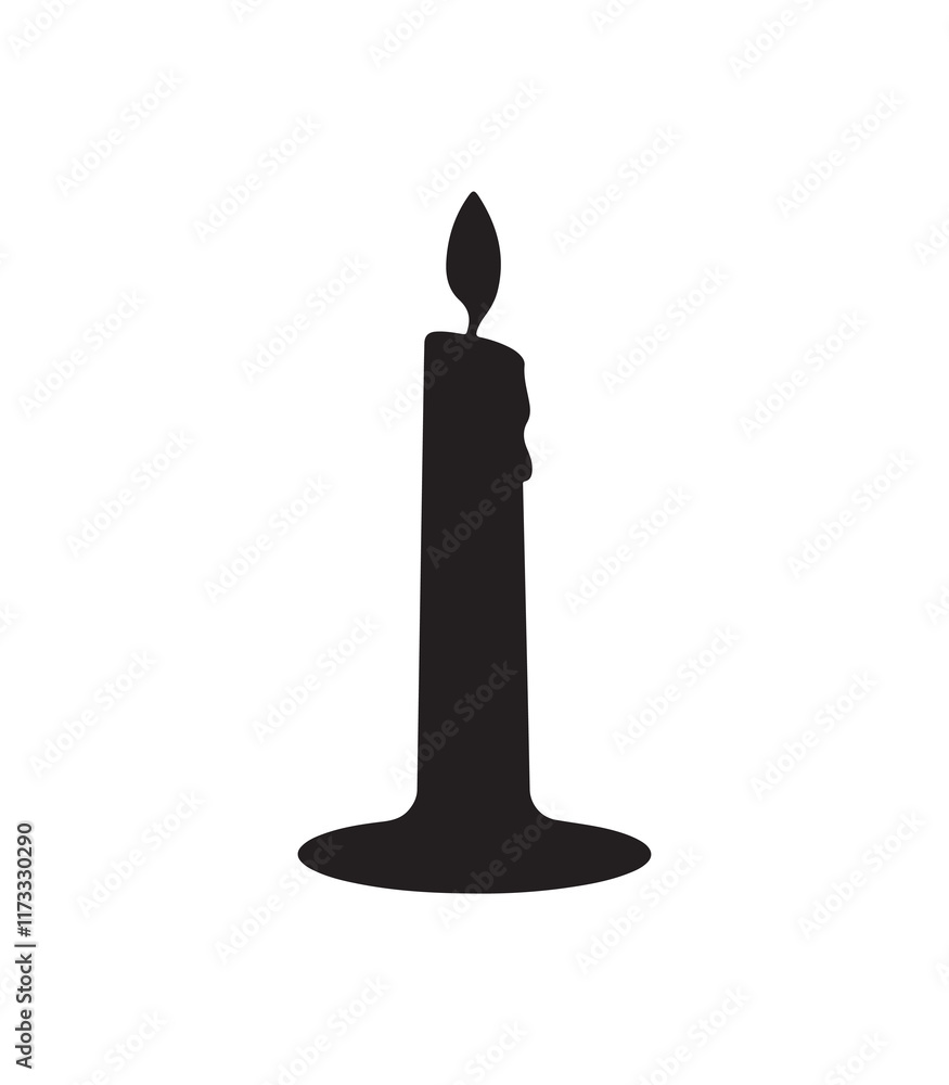 Candle silhouette icon vector on white background Candle silhouette icon vector on white background