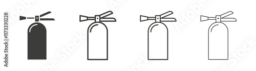 Fire extinguisher icon flat and linear vector illustration on white background.