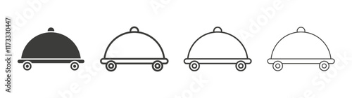 Food delivery icon flat and linear vector illustration on white background.