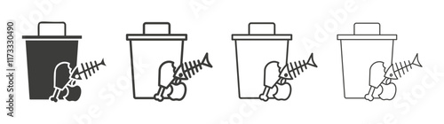 Food waste icon flat and linear vector illustration on white background.