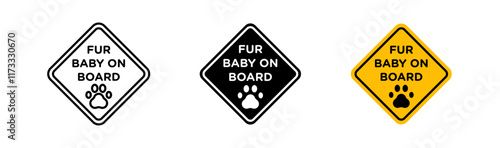 Fur baby on board signs flat and linear vector illustration on white background.