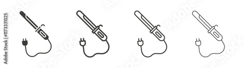 Hair curler icon flat and linear vector illustration on white background.