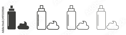 Hair mousse icon flat and linear vector illustration on white background.