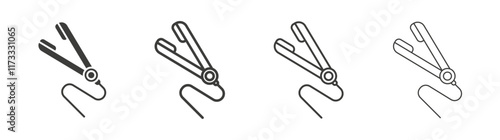 Hair straightener icon flat and linear vector illustration on white background.