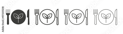 Healthy food icon flat and linear vector illustration on white background.