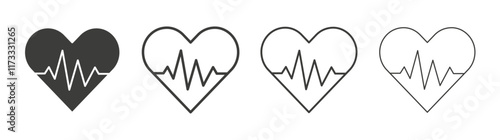 Heartbeat icon flat and linear vector illustration on white background.