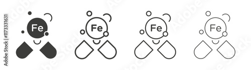 Iron capsule icon flat and linear vector illustration on white background.