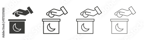 Infaq icon flat and linear vector illustration on white background.