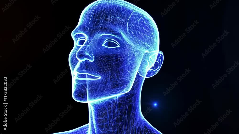 Ethereal Portrait of a Woman with Glowing Lines and Soft Light on a Dark Background