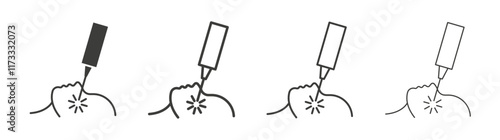 Laser anti aging beauty icon flat and linear vector illustration on white background.