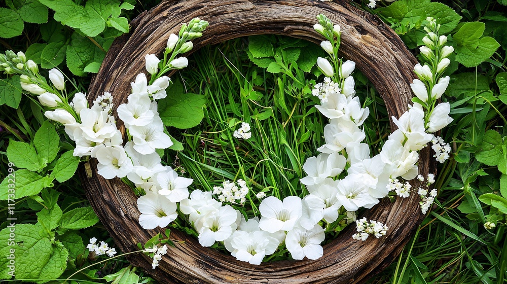 flowers gently placed in a rustic wooden frame, adding a delicate touch to the decor in an outdoor garden wedding setting. Caspia flowers gently placed in a rustic wooden frame, adding a delicate touch to the decor in an outdoor garden wedding setting. Caspia