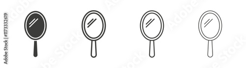 Makeup mirror icon flat and linear vector illustration on white background.