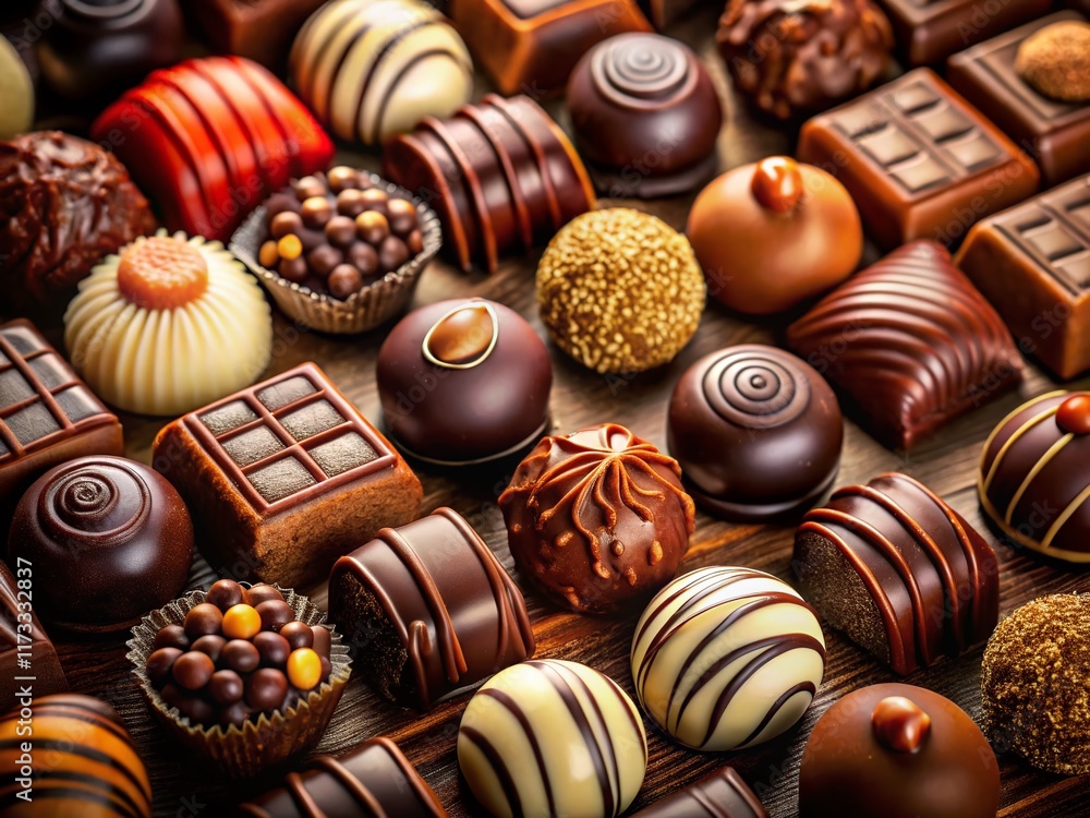 Luxurious Assorted Chocolates: Gourmet Selection, Elegant Arrangement, Exquisite Detail Luxurious Assorted Chocolates: Gourmet Selection, Elegant Arrangement, Exquisite Detail