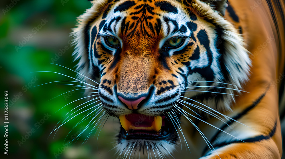 Naklejka premium Extreme macro close-up photography of a tiger