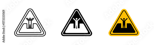 Mud warning signs flat and linear vector illustration on white background.
