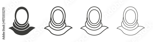 Muslim women icon flat and linear vector illustration on white background.