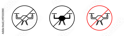 No fly drones signs flat and linear vector illustration on white background.