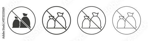 No garbage signs flat and linear vector illustration on white background.