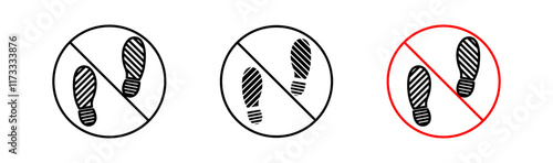 No foot print signs flat and linear vector illustration on white background.