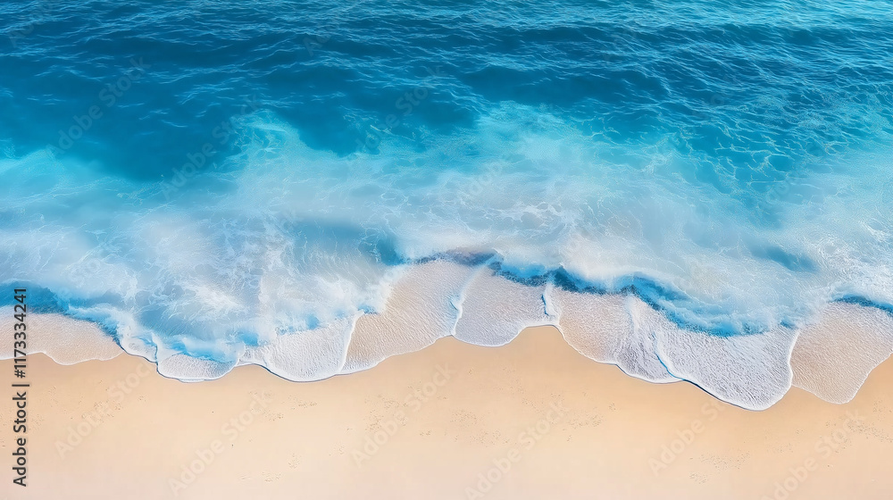 Blue ocean wave on sandy beach. Tropical Summer Vacation concept Blue ocean wave on sandy beach. Tropical Summer Vacation concept