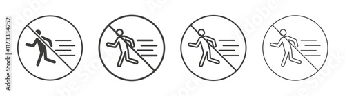 No running signs flat and linear vector illustration on white background.