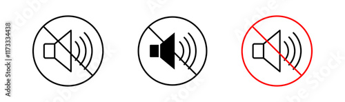 No sound signs flat and linear vector illustration on white background.