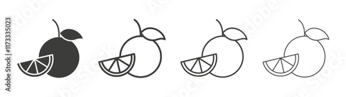Orange fruit icon flat and linear vector illustration on white background.