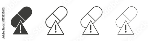 Overdose icon flat and linear vector illustration on white background.