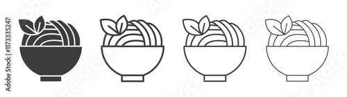 Pasta icon flat and linear vector illustration on white background.