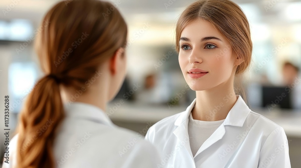 Two Caucasian Women in Conversation Two Caucasian Women in Conversation