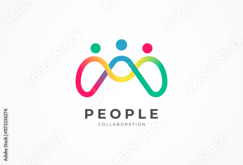 People logo design, Community human Logo with gradient color, people logo design template design, vector illustration