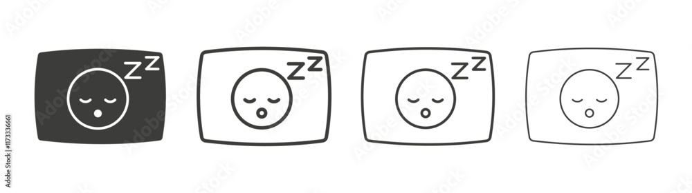 Sleeping icon flat and linear vector illustration on white background. Sleeping icon flat and linear vector illustration on white background.