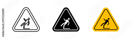 Slip Warning sign flat and linear vector illustration on white background.