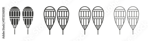 Snowshoes icon flat and linear vector illustration on white background.