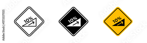 Steep slope ahead signs flat and linear vector illustration on white background.