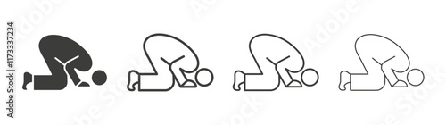 Sujud icon flat and linear vector illustration on white background.