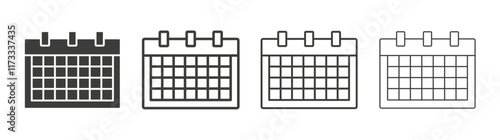 Table calendar icon flat and linear vector illustration on white background.