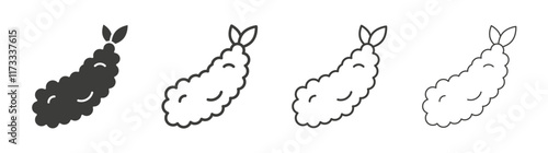 Tempura icon flat and linear vector illustration on white background.