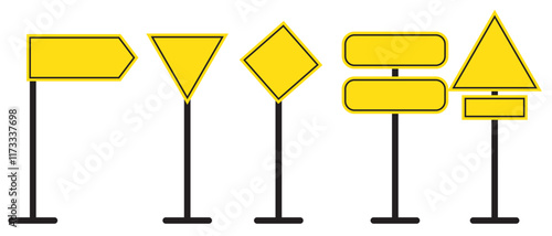 Print set of Blank traffic board icon. Road sign icon, Traffic signpost signs . 1176