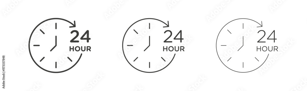Twenty four hours icon flat and linear vector illustration on white background. Twenty four hours icon flat and linear vector illustration on white background.