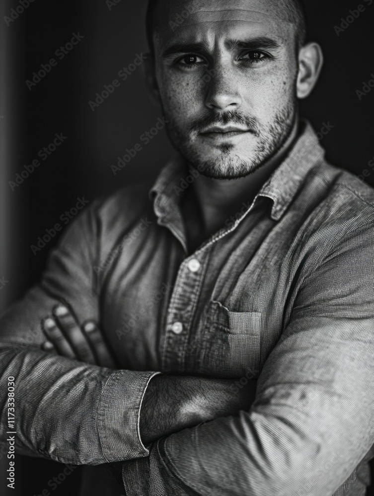 Obraz premium Professional Man in Workout Attire, Arms Crossed