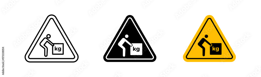Warning heavy object signs flat and linear vector illustration on white background. Warning heavy object signs flat and linear vector illustration on white background.