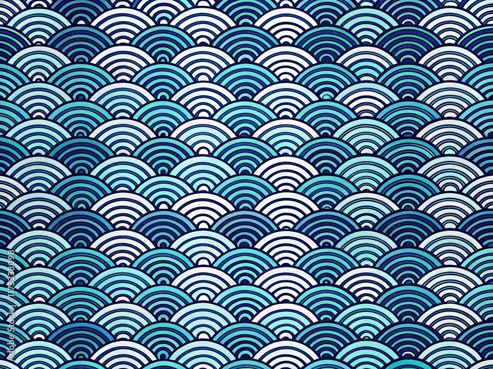 Modern Seigaiha Gradient Waves Abstract Art Modern Seigaiha Gradient Waves Abstract Art