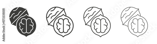 Walnut icon flat and linear vector illustration on white background.